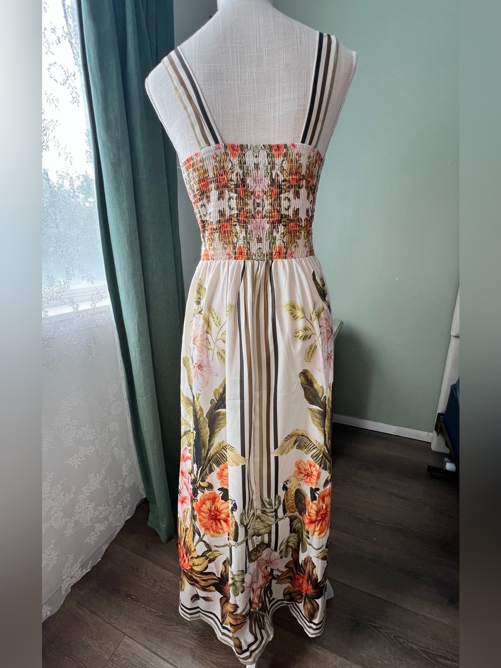 Commense Tropical Floral Print Deep V-Neck Maxi Dress size S - Picture 5 of 9